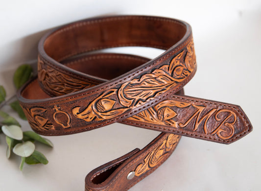 Tooled Men's Oak Leaf Belt