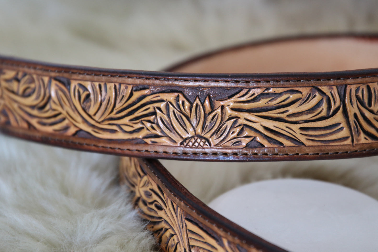 Tooled Women's Sunflower Belt