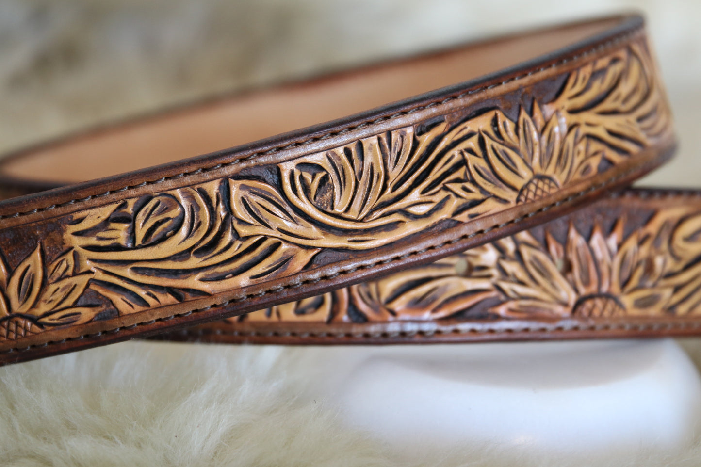 Tooled Women's Sunflower Belt